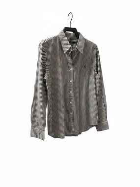 Lauren by Ralph Lauren maroon and White Striped Shirt